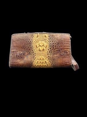 Vintage Crocodile Store Bangkok Crocodile Leather Clutch Purse 13” Genuine Croc